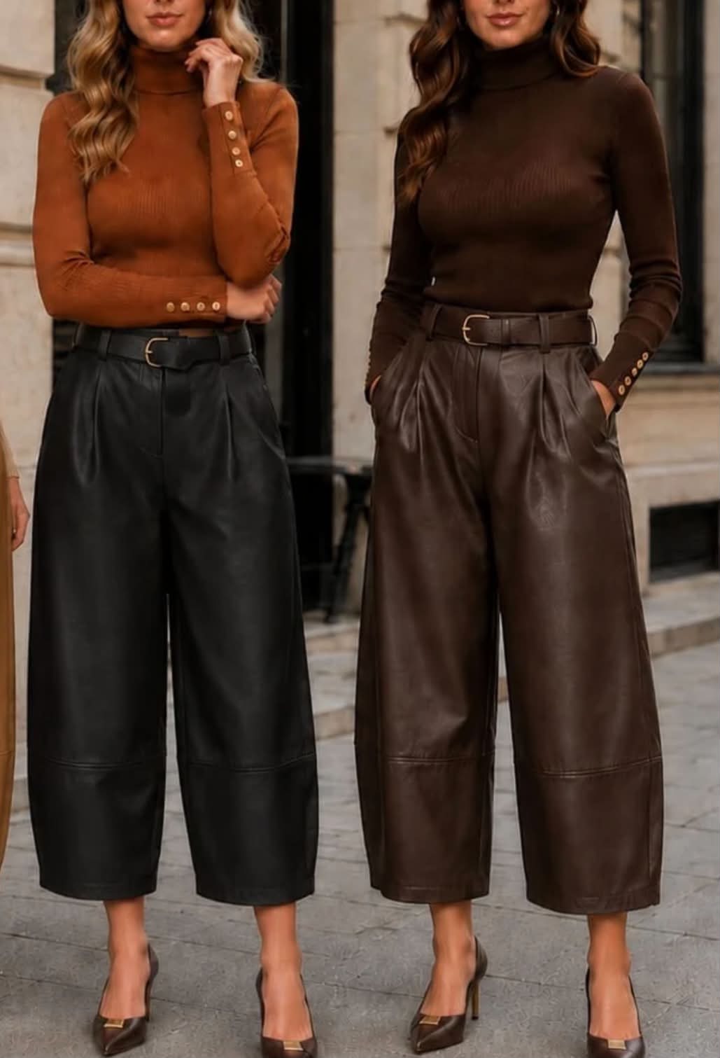 Glossy PU Culottes Brown