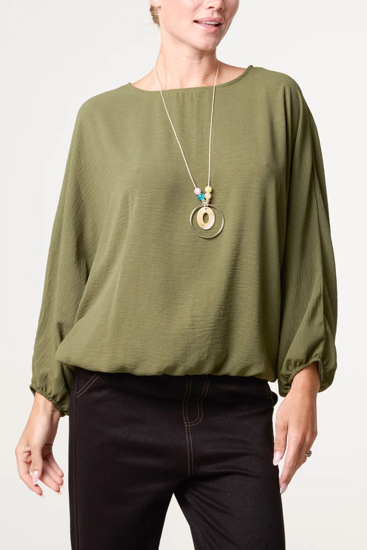 Aria Batwing Top Khaki
