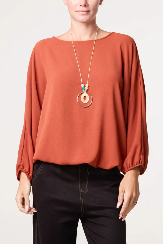 Aria Batwing Top Rust