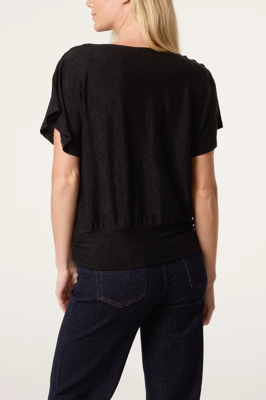 Electra Gold button Cowl Neck top 3 sizes Black