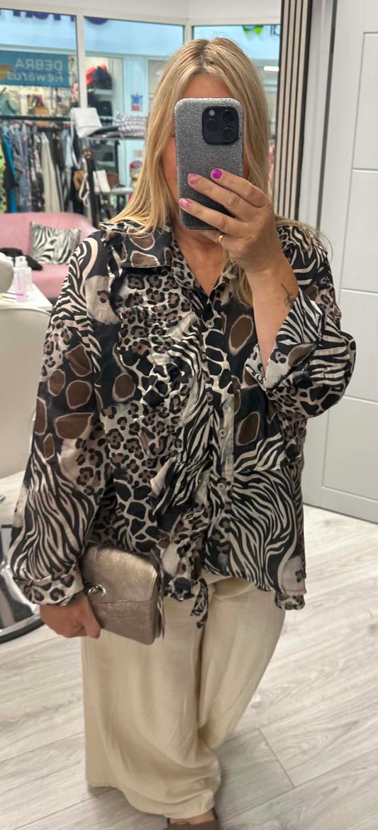 Cleo Print Blouse Black