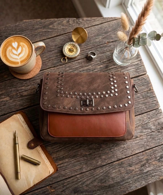 Xena Stud Bag Brown/Tan