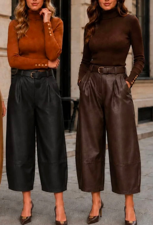 Glossy PU Culottes Black