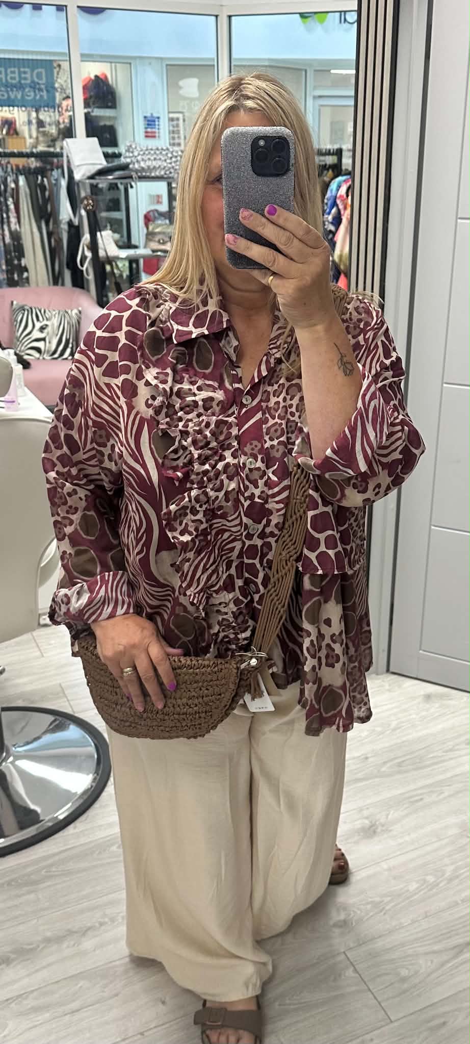 Cleo Print Blouse Claret