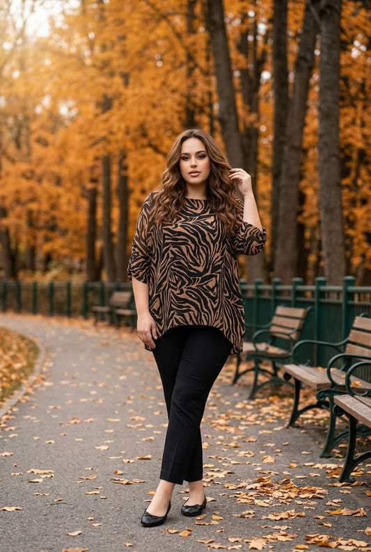 Zola Zebra Top Camel