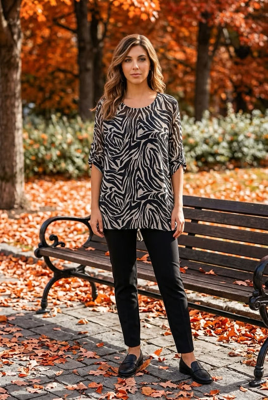 Zola Zebra Top Black